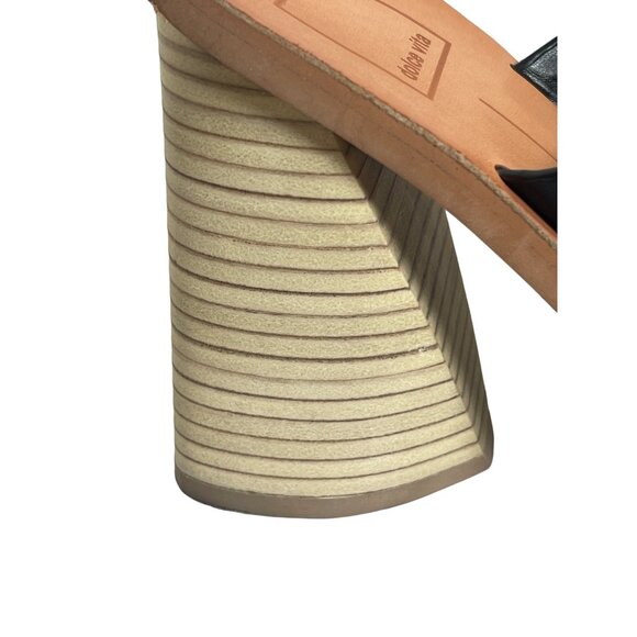 Dolce Vita Polk-a-Dot Amber Leather Open Toe Slip Mules Black White Size 8.5 - Picture 6 of 11